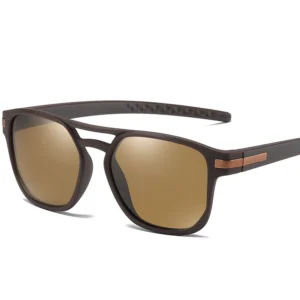P0112 TR90 Dual Beam Men’s Fashion Polarized Sunglasses with Irregular TAC1.1 Frame Driving Comfort
