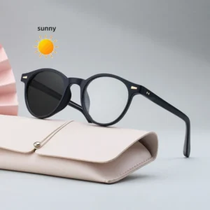 Partagas Retro Custom Logo Round Photochromic Blue Light Blocking UV400 Sunglasses for Women Men