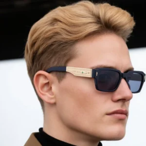 Partagas Retro Square PC Frame Metal Arms UV400 Protection Sunglasses for Men