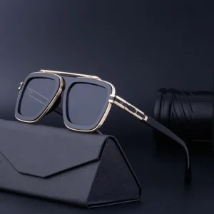 Partagas Vintage Retro Punk Steampunk Style Custom Logo Square Double Bridge UV400 Shades Sun Glasses Sunglasses for Women Men