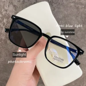 Photochromic Anti Radiation Glasses for Men and Women Square Anti blue Computer Eyeglasses Outdoor Shade Sunglasses Photography