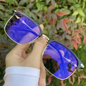 Photochromic Eye Glasses Anti Blue Light Optical Sun Glasses Black Eyebrow Gold Metal TR90 for Men Computer Square Adults Solid