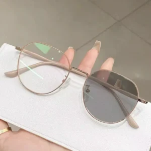 Photochromic Radiation proof Anti blue Anti radium Metal Green Frame Full Rim Sunglasses with % UV Protection for Unisex