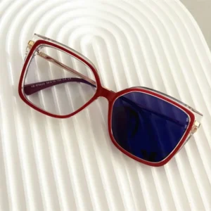 Photochromic glasses women bezel lenses anti blue light TR90 metal oversized spring hinge