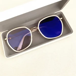 Photocromic Glasses Women Big Square Polygon Metal Black Green Lunette Photogray Anti Blue Light Phone Screen