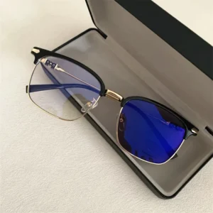 Photogray Anti Reflective Glasses Photochromic Lenses Blue Reflection For Men Alloy Black Gold Square