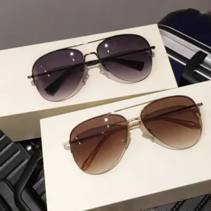 Pilot Shade Men’s Trendy Gold & Blue Large Frame Sunglasses with UV400 Protection for Driving & Riding