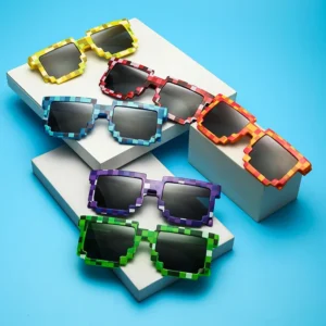 Pixel Mosaic Cartoon Kids Sunglasses Fashion Boys Girls Square Frame Style Children Eyewear Manufacturer