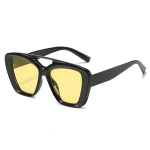 Plastic Frame Double Bridge UV400 Pilot Sunglasses
