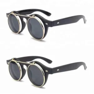 Plastic Frame Flip up Sun Glasses Men Steam Punk Fashion Sunglasses