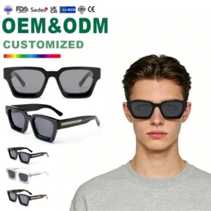 Polarized Acetate Sunglasses Square Thick Frame