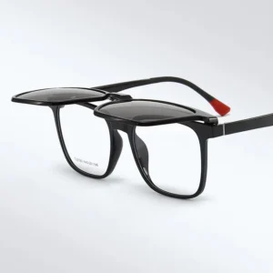 Polarized Clip On Eyeglasses Durable TR90 Square Frame with Anti Glare Lenses