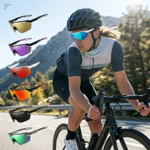 Polarized Cycling Sunglasses UV400 Sports Eyewear for Men Women Lightweight Wraparound Bike Glasses for Outdoor Riding Running