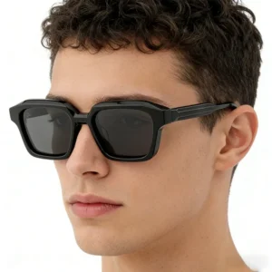 Polarized Fashion Shades Square Black Frame Custom Sunglasses Logo Designer Luxury Acetate Sunglasses For Men