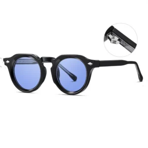 Polarized Gradient White Frame Sunglasses Anti Blue Foldable Thick TAC Lenses Full Rim Acetate Rivet Oval Transparent Red
