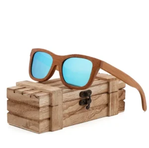 Polarized Natural Wooden Sunglasses for Men Women Full Bamboo Frame Retro Handmade Eyewear Square UV400 Lens Sun Glasses