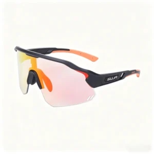 Polarized Semi Rimless Outdoor Sports Sunglasses for Biking and Cycling with UV Protection and PC Frame
