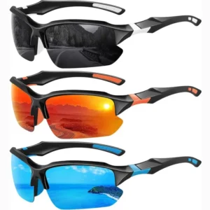 Polarized Sunglasses with Night Vision for Outdoor Activities Rimless Frame PC Lenses Men’s Punk Sports Running Driving Cycling