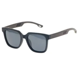 Polarized Wood Temple Sunglasses Matt Black TR90 Frame Sunglasses