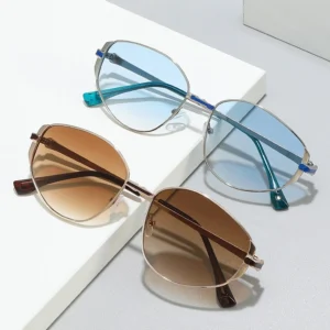 Polygon Sunglasses Luxury Designer Shades Metal Sunglasses