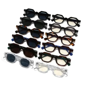 Polygonal Sunglasses Unisex UV400 Anti Blue Light Eyeglasses Frames Custom Logo