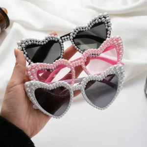 Popular Singles Party Fashion Heart Shaped Pearl Sunglasses the Perfect Accessory for Women’s Singles Parties
