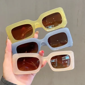 Popular Trendy Candy Color Fashion Sun Glasses Women Ladies Plastic Square Frame Sunglasses