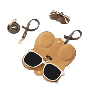 Portable Genuine Leather Glasses Bag Hanging Sunglasses Case Storage Pouch with Lanyard