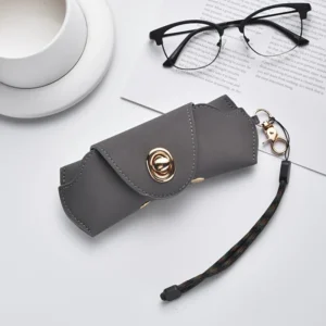 Portable Suede Leather Eyewear Pouch Lanyard Glasses Holder for Sunglasses and Myopia Glasses Travel Use Glasses Case for Men