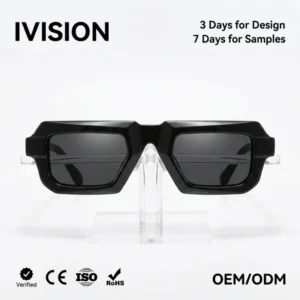 Premium Acetate Sunglasses Men Women Chunky Small Square Sun Glasses 3D Beveled Frame Vintage Trendy Shades