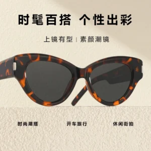 Premium Classic Cat Eye Black TR90 Sunglasses with Silver Detail TAC Polarized UV400 for Men Women Outdoor Daily Certified