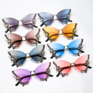 Premium Diamond-Set Sunglasses Fashion Luxury Women’s Glasses Personality Butterfly Sunglasses UV400