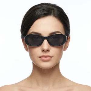 Premium Retro Oval Black TR90 Sunglasses TAC Polarized UV400 for Men Women Outdoor Daily Certified