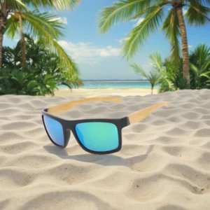 Premium Unisex Bamboo Design Logo Customization TR Rectangle Frame Polarized Glass Lenses UV400 Protection Sunglasses for Daily