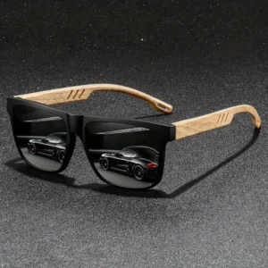 Promotion Vintage Black Mirror Driving Bamboo Wooden square Sunglasses Men UV400 with Custom logo