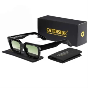 Punk Unisex Square Sunglasses Gold Polarized UV400 Lenses Full Rim Durable Anti Glare Vintage Party Travel Gift Choice