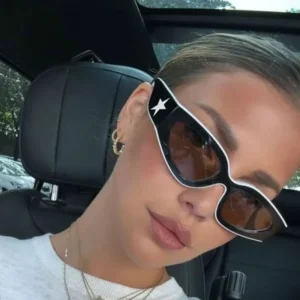 Punk Y2K Sports Sunglasses for Women Men Wrap Around Shades Star Decoration Eyewear UV400
