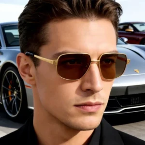 Pure Titanium Polarized Driving Sunglasses Men’s Pilot Retro UV400 Anti-Blue Light