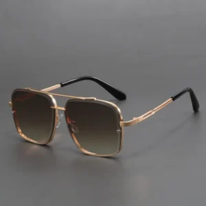 QSKY Men Retro Trending Metal Full Black Square Frame Sunglasses for Men and Women