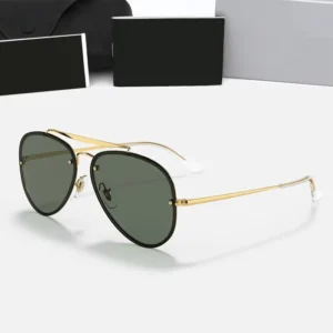 R3584 Designer Driving Classic UV400 Green Lens Shades Glasses Metal Double Bridge Fashion Sunglasses