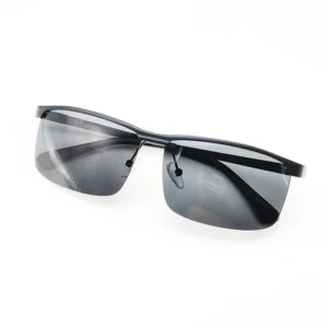 RD MS2336 UV400 Anti Radiation Square Lens Fashionable Sunglasses Black Metal Frame Semi rimless Men