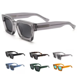 Ready Stock Retro Square Thick Acetate Sunglasses Men Vintage Polarized Lenses Shipment 24 Hours