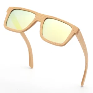 Rectangle Beech Wood Polarized Sunglasses with Custom Engrave Logo
