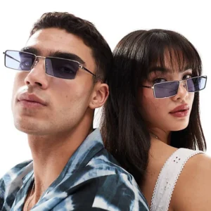 Rectangle Metal Fashion Sunglasses Small Frame Vintage Shades Classic Unisex Eyewear