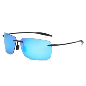 Rectangle Rimless Fashion Sunglasses Yellow Gray PC Frame Photochromic Polarized Sports Sun Glasses Lens for Driving
