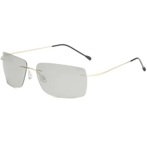 Rectangle Rimless Sunglasses Driving Photochromic Outdoor Polarized Sports Sun Glasses