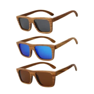 Rectangle Trendy Luxury Wooden Sun Glasses Handmade Wood Frame Custom Polarized Fashionable Sunglasses for Men