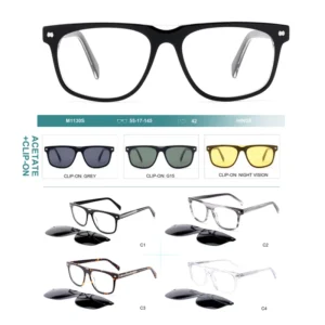 Retro Acetate Full Rim Clip Polarized UV400 Square Anti-Glare Sunglasses Colored Model M1130S