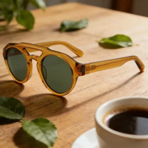 Retro Acetate Sunglasses, Large Frame Transparent Gray Frame Trendy Unisex Sunscreen Glasses