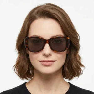 Retro Black Acetate Sunglasses Square Frame With Metal Accents UV400 Protection Unisex